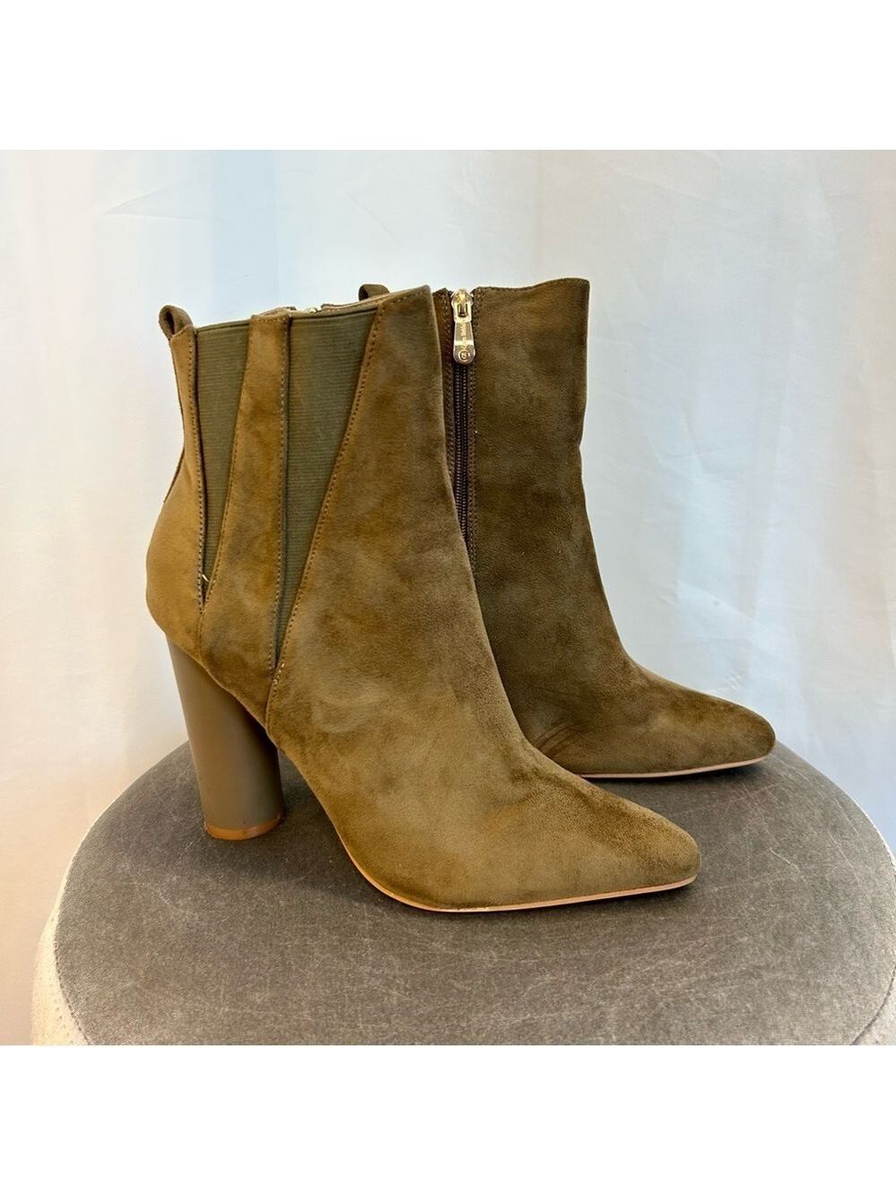 Cape Robbin olive green suede ankle boots Sz 8.5 - Picture 10 of 11